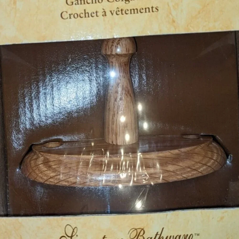 Oak Finish Robe Hook - Oval - Signature Bathware by Bath Unlimited - NIB